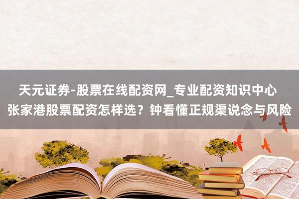 天元证券-股票在线配资网_专业配资知识中心 张家港股票配资怎样选？钟看懂正规渠说念与风险