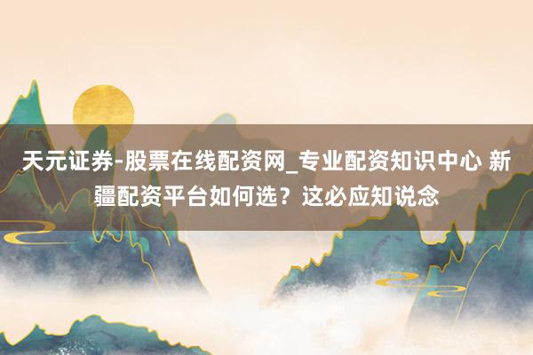 天元证券-股票在线配资网_专业配资知识中心 新疆配资平台如何选？这必应知说念