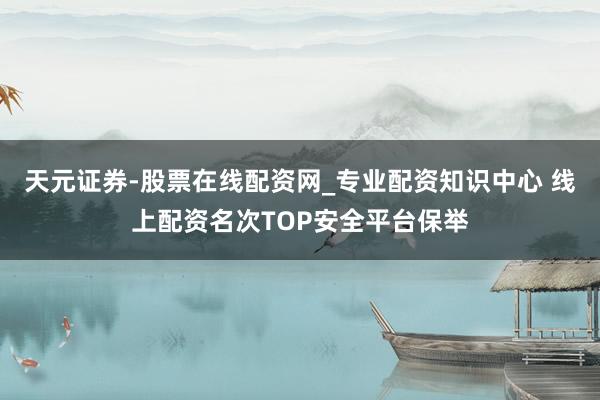 天元证券-股票在线配资网_专业配资知识中心 线上配资名次TOP安全平台保举