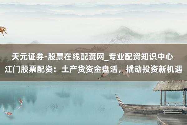 天元证券-股票在线配资网_专业配资知识中心 江门股票配资:土产货资金盘活,撬动投资新机遇