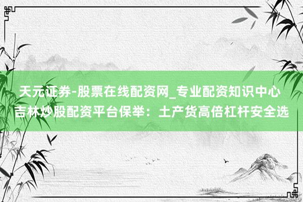 天元证券-股票在线配资网_专业配资知识中心 吉林炒股配资平台保举：土产货高倍杠杆安全选