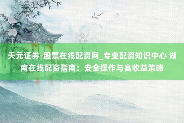 天元证券-股票在线配资网_专业配资知识中心 湖南在线配资指南：安全操作与高收益策略