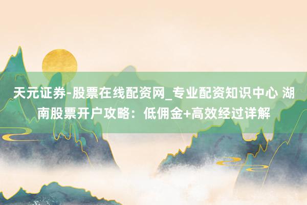 天元证券-股票在线配资网_专业配资知识中心 湖南股票开户攻略：低佣金+高效经过详解