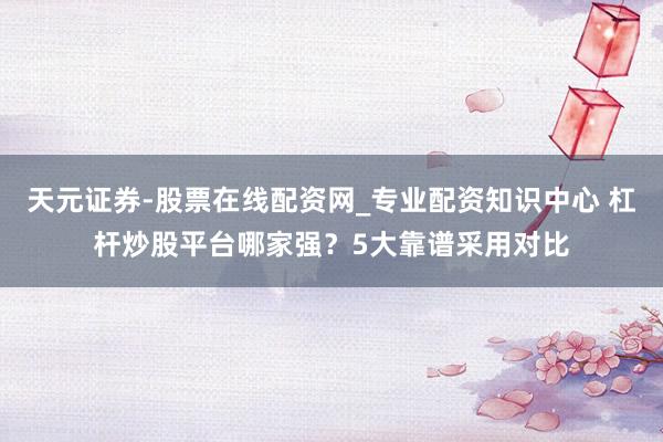 天元证券-股票在线配资网_专业配资知识中心 杠杆炒股平台哪家强?5大靠谱采用对比